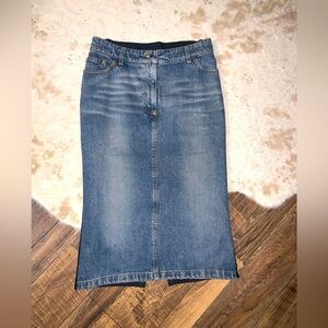 Y2k dolce & gabbana denim pencil skirt split black back with hook & loop detail